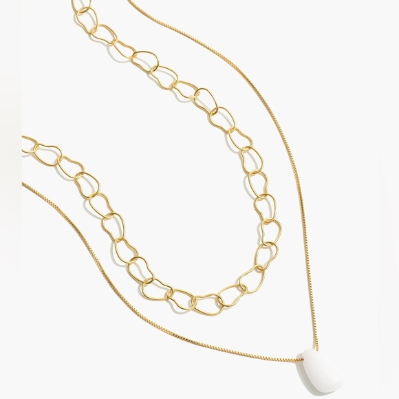 Madewell Stone Collection Jade Pendant Necklace Set
Gold Layered Set NWT 44$ - Picture 4 of 5